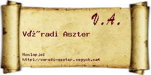 Váradi Aszter névjegykártya